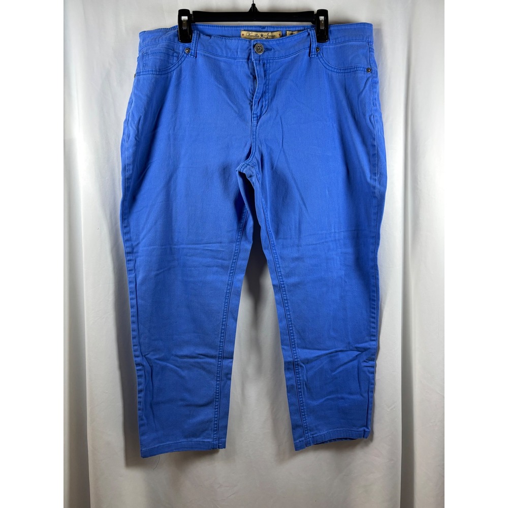 Vanilla Star Womens Skinny Cropped Jeans Cobalt Blue Plus Size 18 Stretch Denim